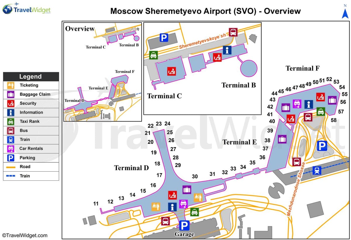 Sheremetyevo carte de terminaux