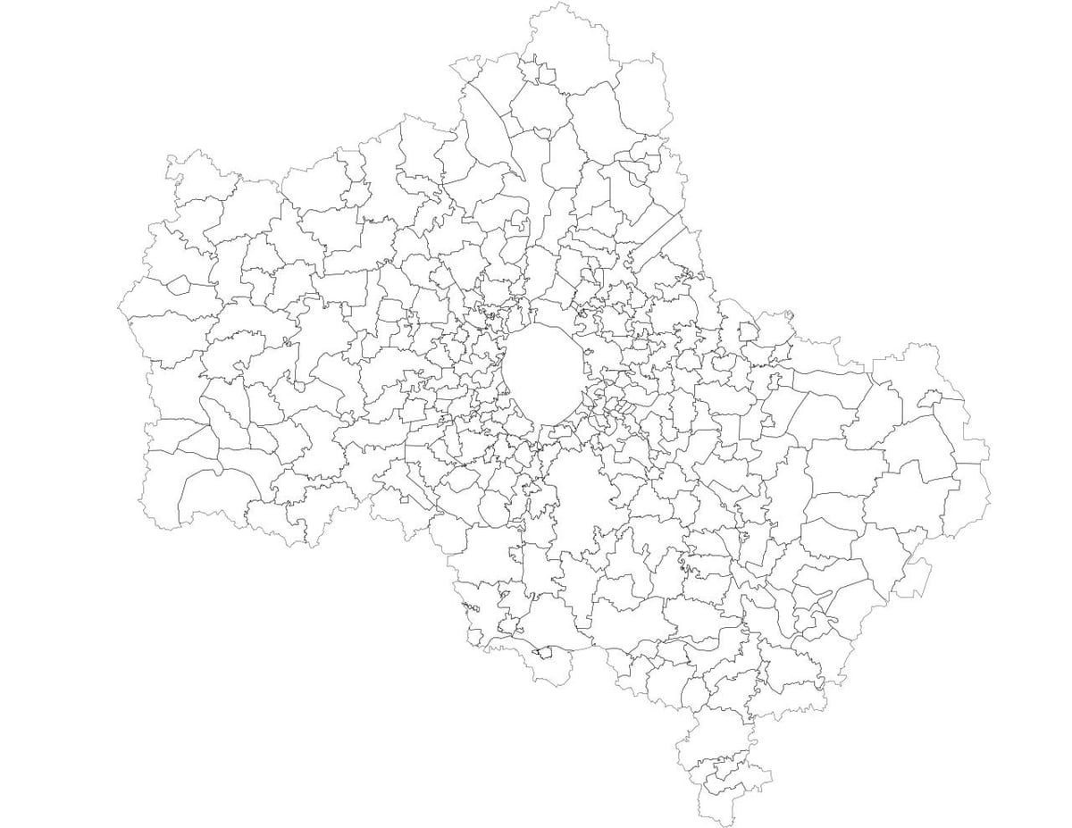 Moskva municipalités de la carte