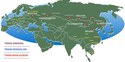 De pékin à Moscou train route map