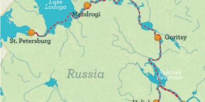 La carte de Saint-Pétersbourg à Moscou croisière